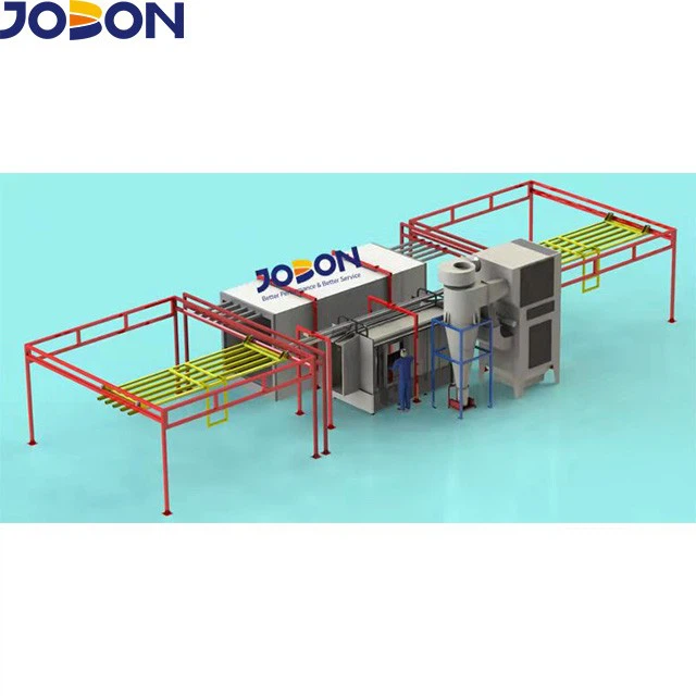 Powder spraying line