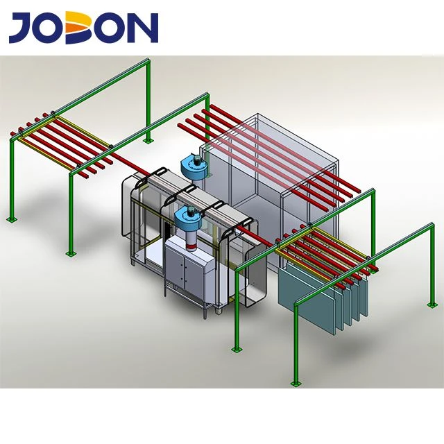 overhead convyor semi-automatic powder coating line